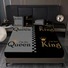Queen King Golden Crown Couple Print Fitted Sheet Set 1* Fitted Sheet+2*Pillowcases Mattress Cover Soft Breathable Bedding Set 1