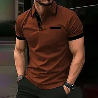Polo pour homme, style européen et américain, nouveau, été, minimaliste, rayé, imprimé, confortable, respirant, haut décontracté pour l'extérieur 5