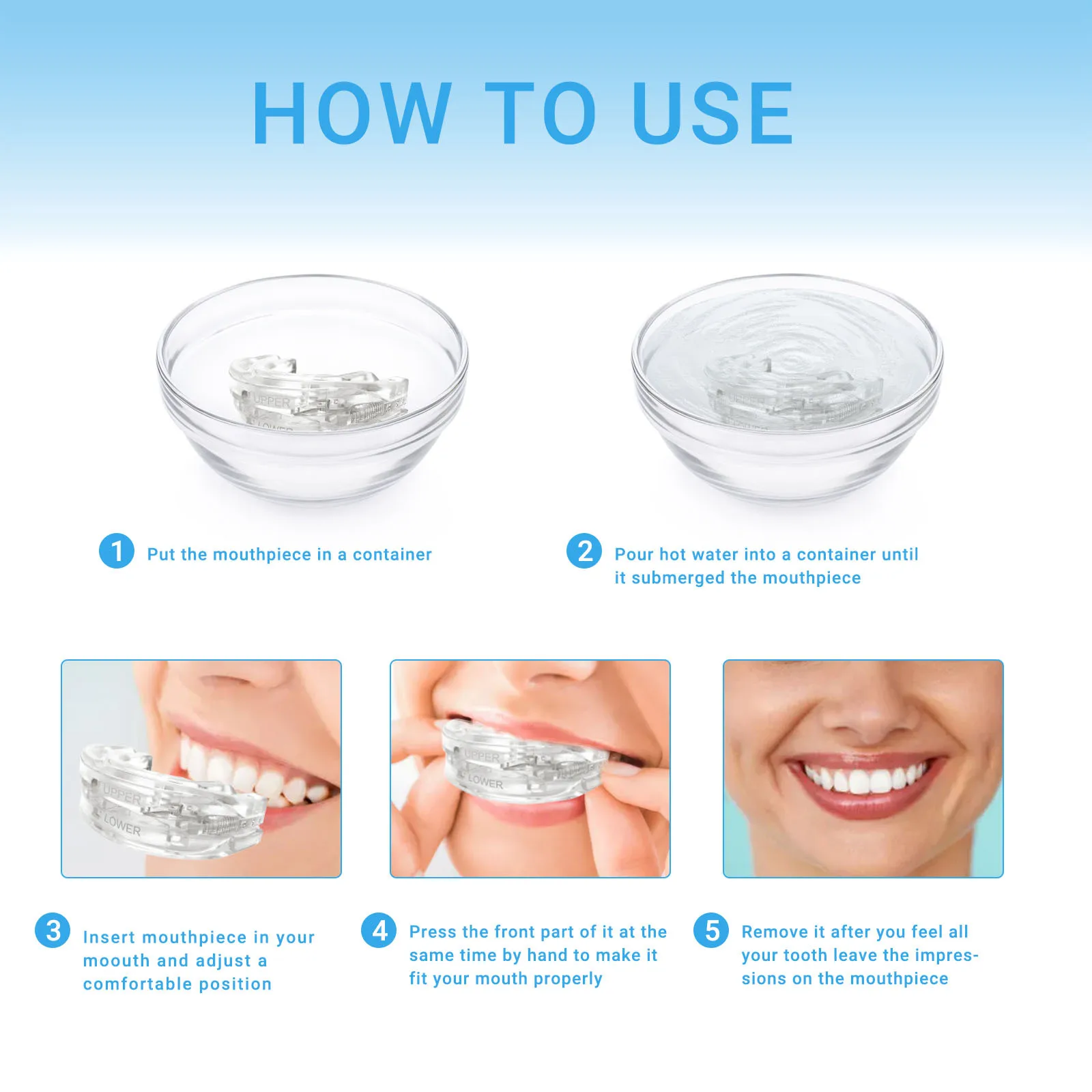 Anti-Snoring Mouth Guard, Adjustable Mouthpiece - Night Time Teeth Mouthguard & Sleeping Bite Guard for Bruxism and Stop Snoring