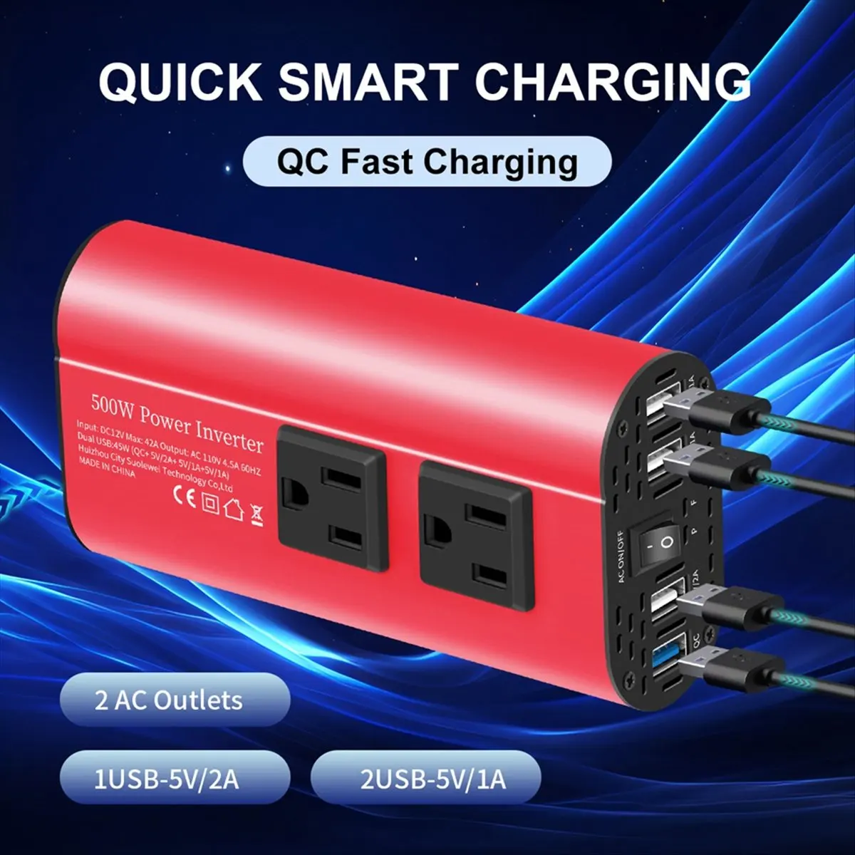 A40I 자동차 인버터 500W DC 12V 110V AC 자동차 인버터 변환기 미국 표준 소켓이 있는 자동 변압기