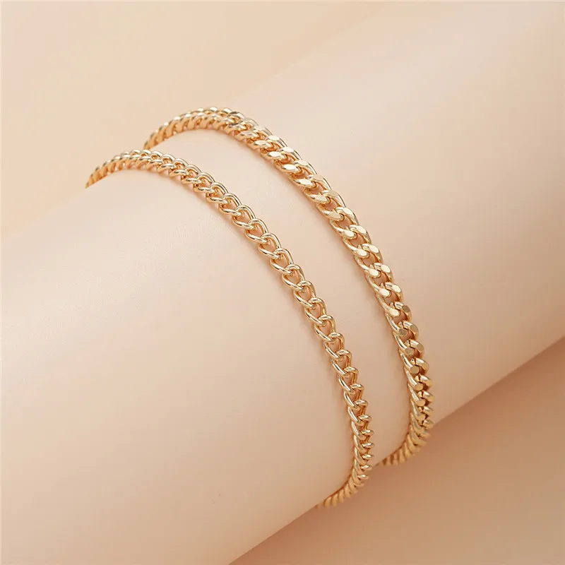 YOBEST Gold Color Double-Layer Anklets For Women Girl New Trend Leg Chain Waterproof Jewelry Gift Party - Image 4