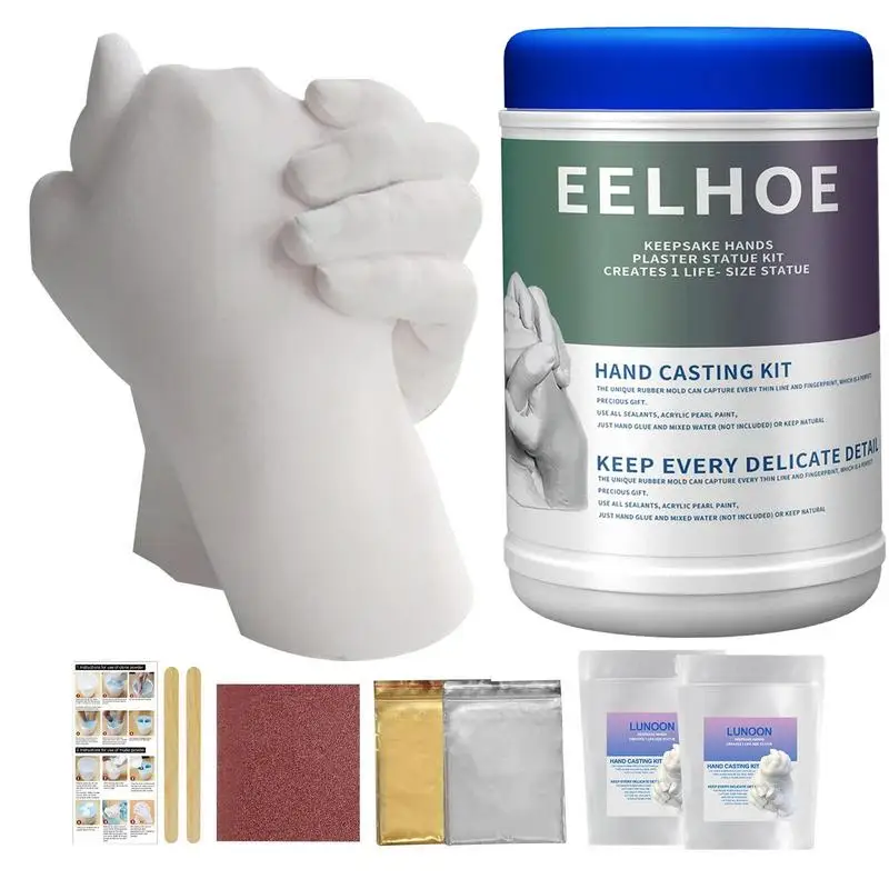 DIY Couples Hands Casting Kit 3D Hands Mold Baby Plaster Mold Kit Hand Foot Print Molds For Baby Souvenir Wedding Couples Gifts hands casting kit