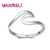 Popular Wave Band Ring Shining Original 925 Sterling Silver Creative Handmade Smooth Statement Unisex Party Stackable Jewelry 1