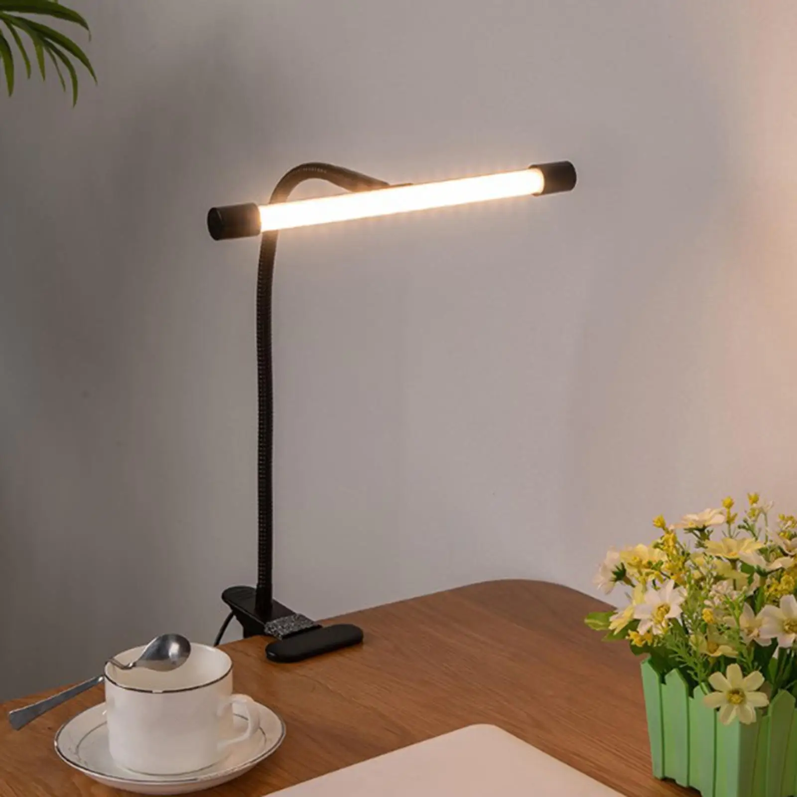 LED Desk Lamp, Lamp with Clamp, Eye-Caring Desk Light, Dimmable Table Lamp with Modes, for Bedroom Black