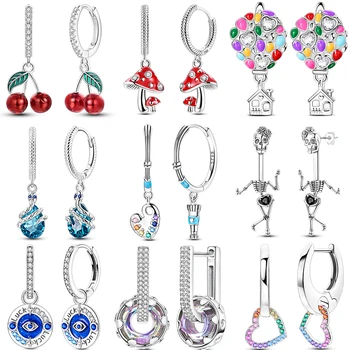 Blue Eyes Hoop Earrings New 925 Sterling Silver Sweet Cherry Earring Wedding Engagement For Girlfriend Wife Birthday Gift