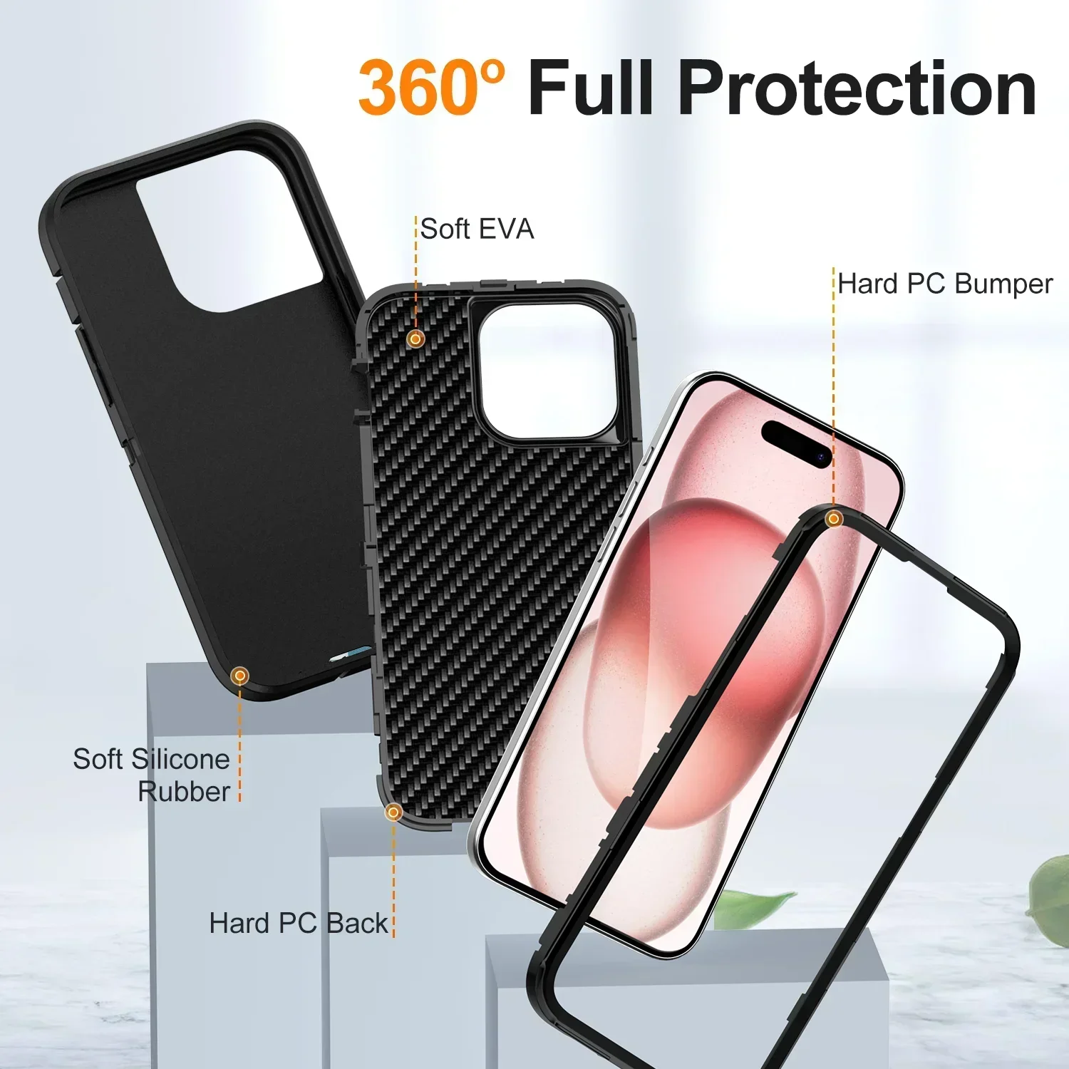 Heavy Duty Shock Absorption Full Body Protective Silicone Rubber Phone Case
