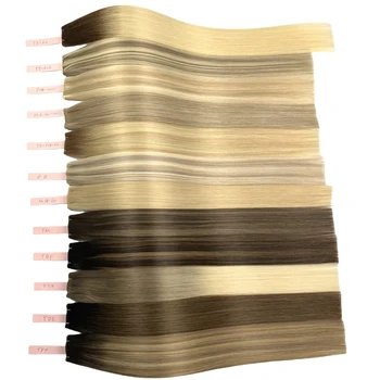 Estensioni dei capelli umani con trama Genius senza soluzione di continuità Cucito in 20-22 pollici Tessuto per capelli russi Trama di capelli vergini lisci naturali 50g