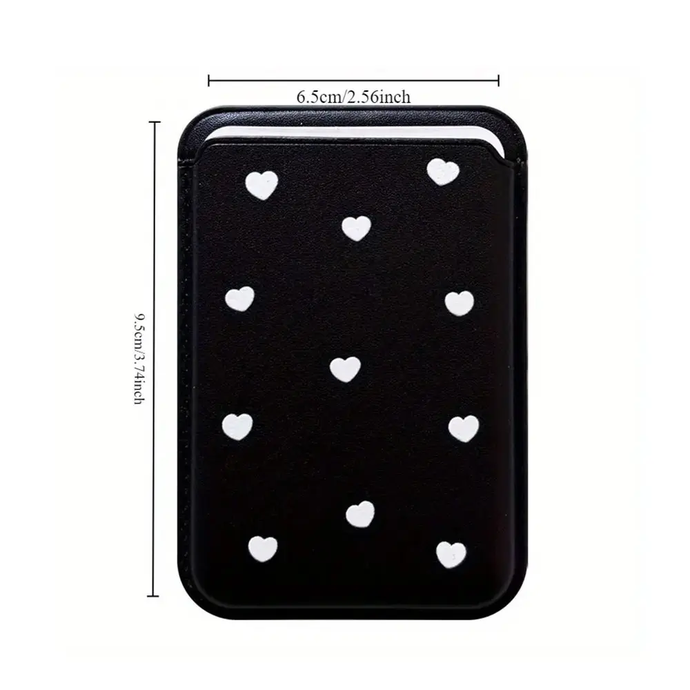 White Polka Dot Heart Magnetic Card Holder Wallet Cover