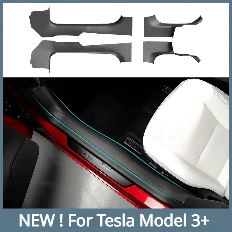 Anti Kick Strips for Tesla Model 3 Highland 2023-2026+ Front Rear Door Sill Pad Central Control Side Guard TPE Car Accessories