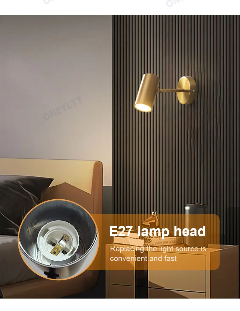 Description Picture 5 of itemNordic Modern Wall Lamp Beside Bedroom Adjustable Angle LED Wall Lights Fixtures Living Room Stair Lights Entrance Lighting