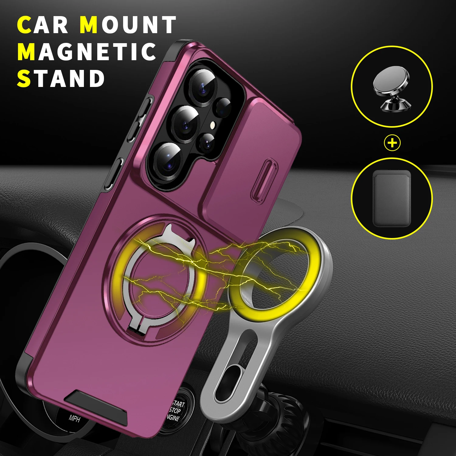 Enhanced Magsafe Holder Armor Case with Slide Camera Protection Cover