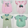 Boutique Baby Infant Girls Rompers Daddy's Fishing Buddy Embroidery Short Sleeve Rompers Toddler Girls Bubbles Sibling Rompers 1