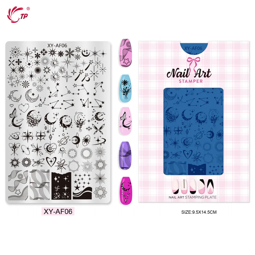 TP 네일 아트 템플릿 나비 격자 무늬 디자인 네일 스탬핑 플레이트 네일 DIY 폴리쉬 프린팅 전사 템플릿 매니큐어 도구