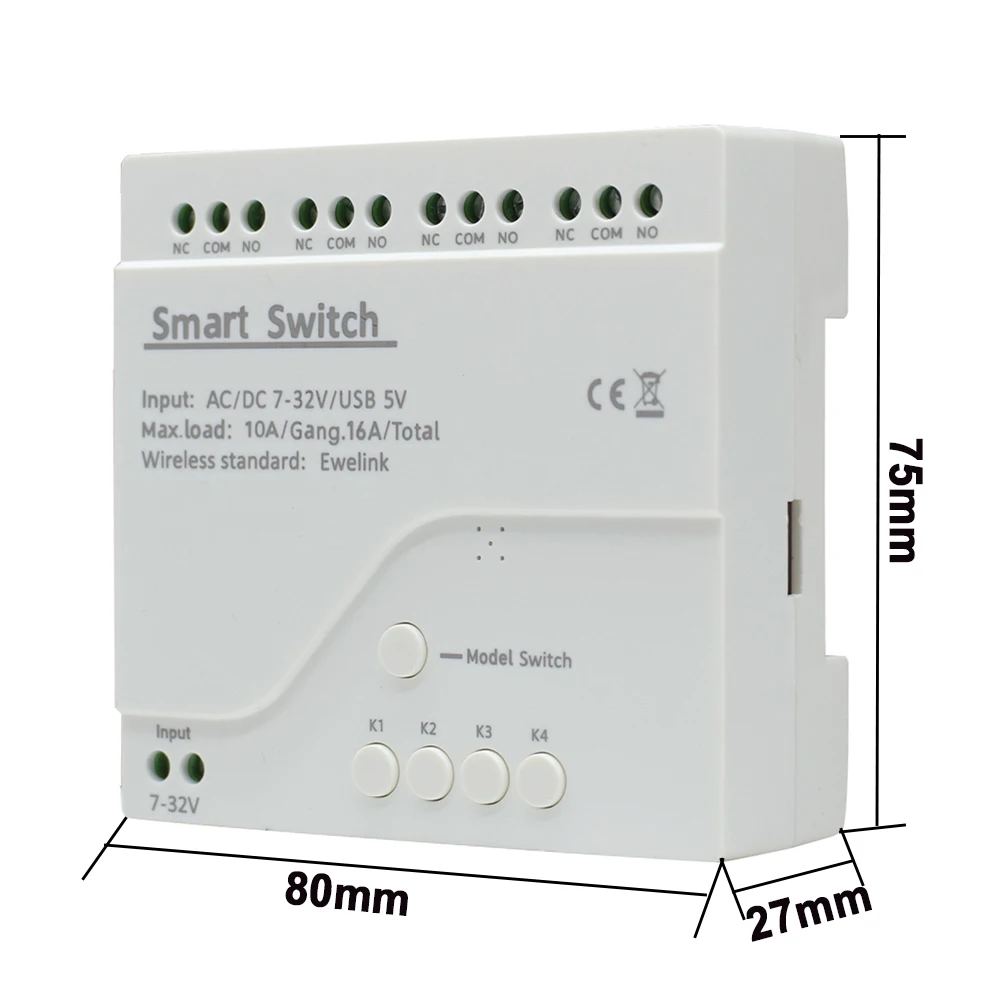 EweLink 4CH Smart Wifi Switch Module 12V 24V 7-32V 220V 85V-250V 10A 4 Channels Relay Work With Alexa Google Home