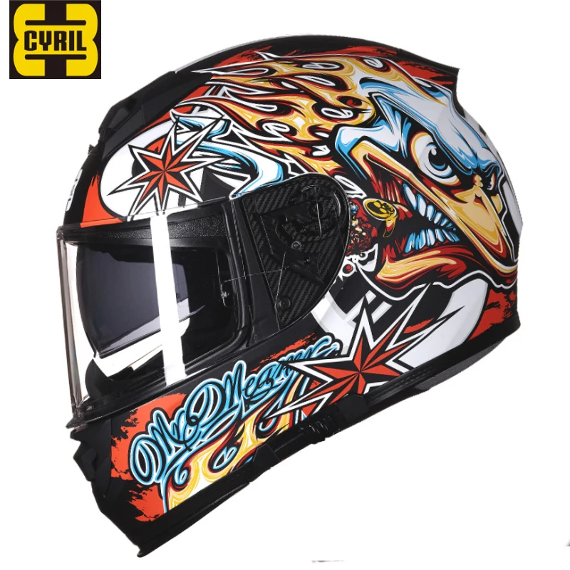 

CYRIL Professional Helmet Motorcycle Vintage High Quality Full Face Helmet Retro Dual Lens Motocross Racing Capacete Para Moto