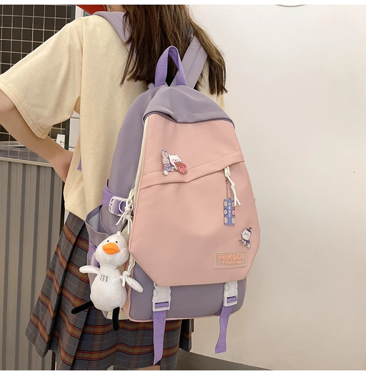 Backpack Female college students Korean harajuku Ulzzang simple backpack INS new high school junior high school backpack