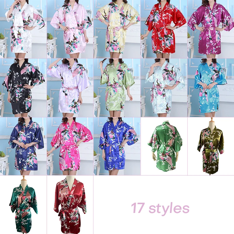Female Fashion Satin Bathrobe Satin Sexy Bridal Bridesmaid Kimono Dressing Gown Sleepwear Night Grow Lounge Wear