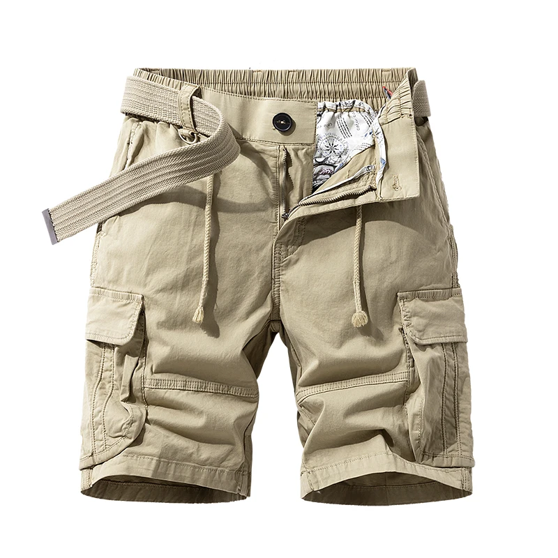 Outdoor Work Clothes Shorts Men's Loose Straight Casual Versatile Multi-Pocket Pants Elastic Waist Mountaineering Sports Shorts 5