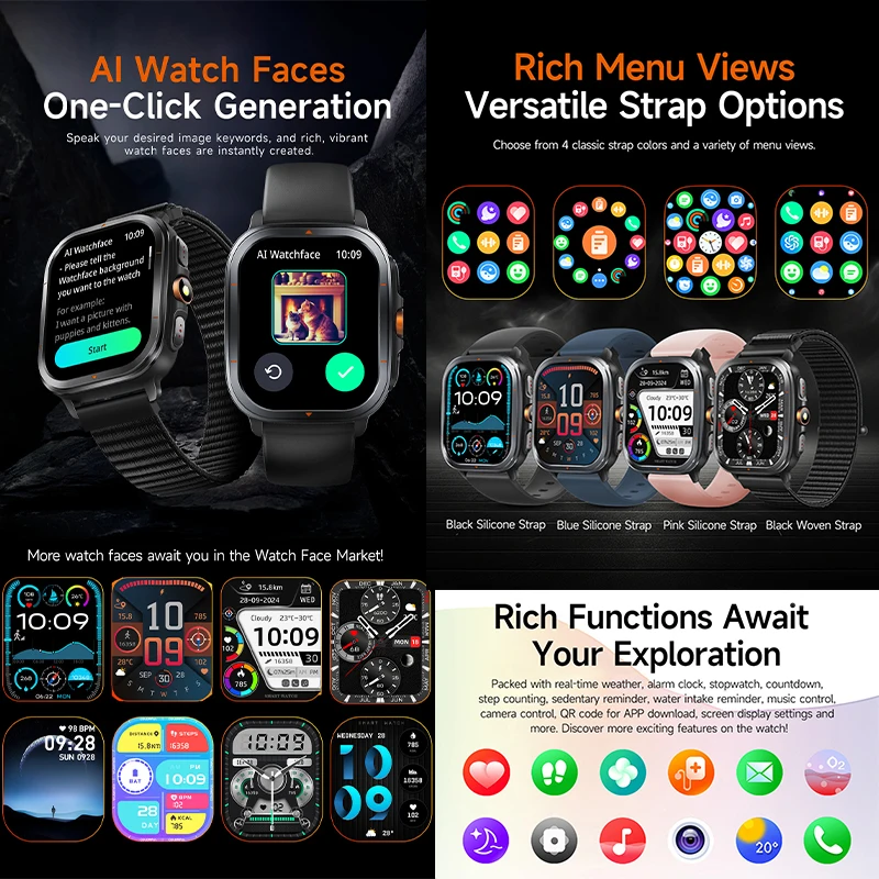 Nuovo Smartwatch 2026 con GPS, Bussola, Torcia, Funzione Q&A GPT, Monitoraggio Frequenza Cardiaca e Salute, Modalità Sportive, Chiamate BT, Impermeabile 1ATM - immagine 6