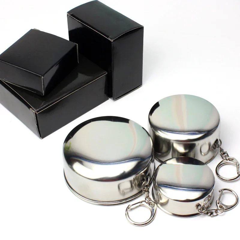 Stainless Steel Folding Cup 75ml/150ml/250ml Portable Outdoor Travel Camping Telescopic Cup Keychain Water Coffee Handcup Stainless Steel Cups Folding Cup