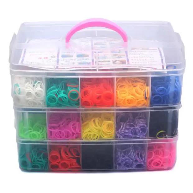 Rubber Bands Loom DIY Weaving Tool Box Creative Set Elastic Silicone Bracelet Kit Kids Toys for Children Arts Crafts Girls Gift 3