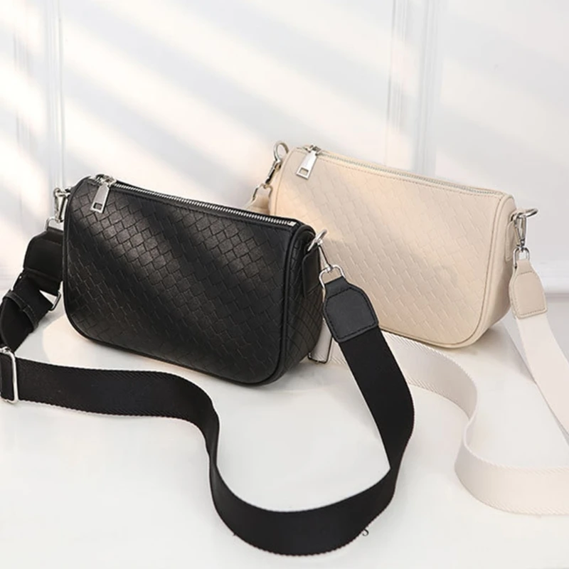 

Fashion Crossbody Bag For Women Solid Color PU Leather Small Shoulder Bag With Guitar Strap Large Capacity Message Cellphone Bag