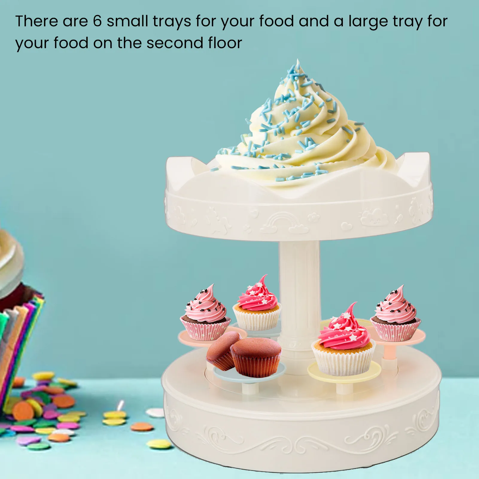Dessert Stand Automatic Revolving Double Layer Dessert Display Stand Cupcake Display Plate Rotating Machine Kitchen Accessory cake stand,dessert stand