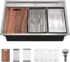 33 Inch Drop In Kitchen Sink Splash Guard Workstation - Single Bowl Kitchen Sink 16 Gauge Stainless Steel 10'' Deep Handmade 1