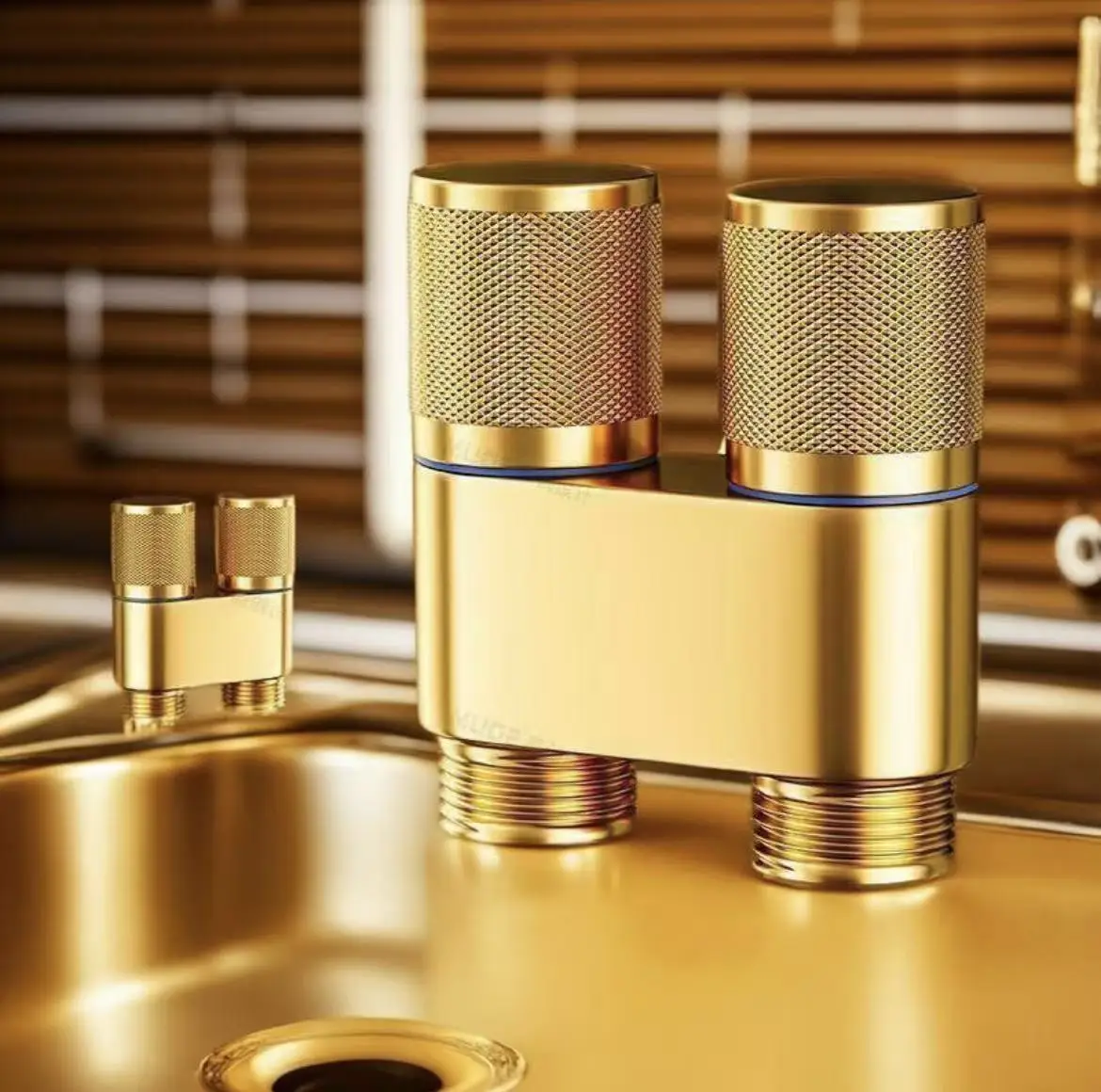 LSSH Dual outlet one in two out washing machine faucet automatic water stop valve special copper tee one in two connector