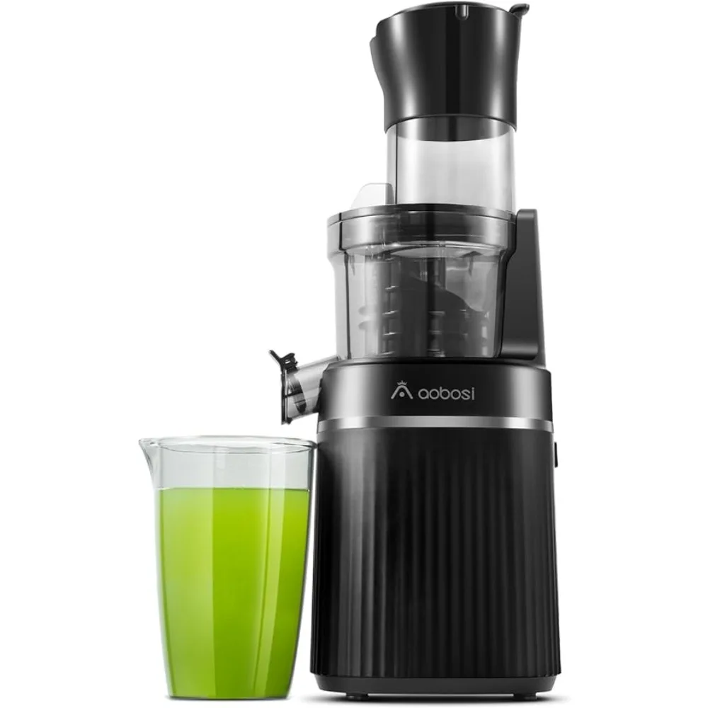 Cold Press Juicer, Aobosi Slow Masticating Juicer with Large Feed Chute, Quiet Motor & Reverse Function