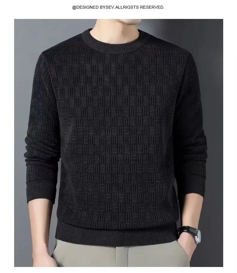 Spring Autumn 100% Pure Merino Wool Pullover Sweater Men O-neck Long-sleeve Cashmere Knitwear Female Clothing Grace 6