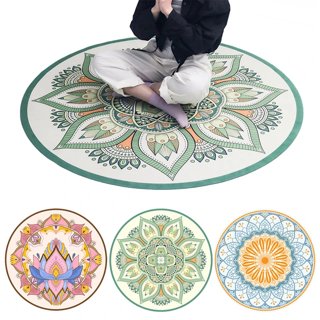 55 Inch Rubber Eco Yoga Mats Meditation Round Foldable Large Suede Non-Slip  Rugs Indoor Jump