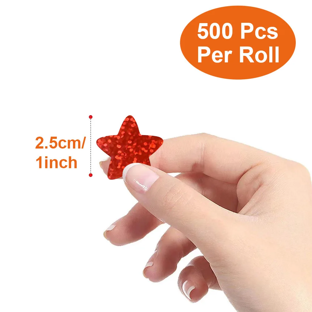 50-500 pezzi adesivi stella colorati per bambini ricompensa scuola aula adesivo adesivi stella olografica per insegnanti artigianato fai da te  21
