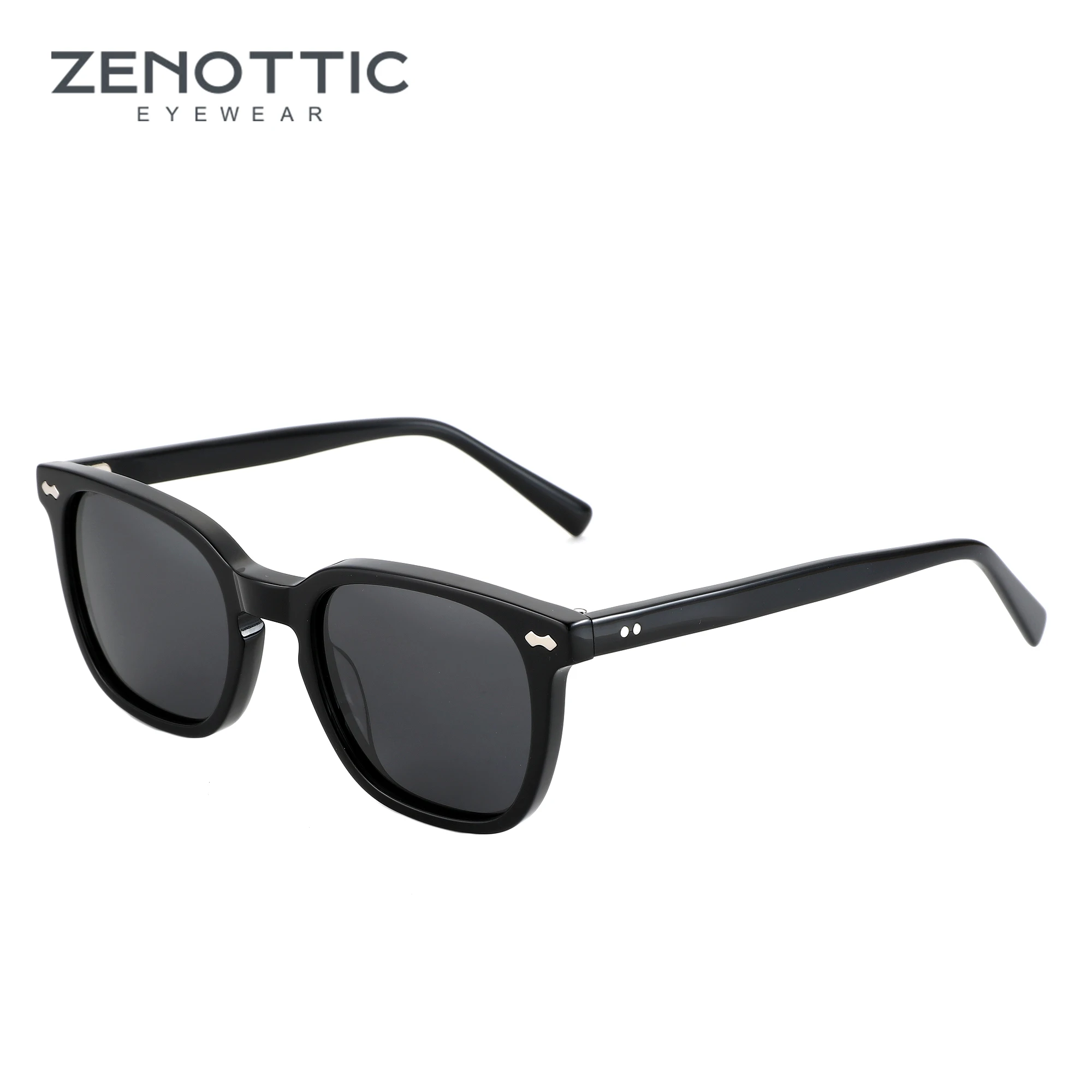 

ZENOTTIC 2024 Classic Design Polarized Sunglasses Unisex Handmade Acetate Black Sun Glasses Male Trend Square Shades TD96047