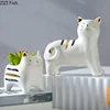 Cute Ceramic Cat Flower Vase Ceramic Handicraft Ornaments Animal Sculpture Cartoon Cat Flower Arrangement Accessories Vases 4