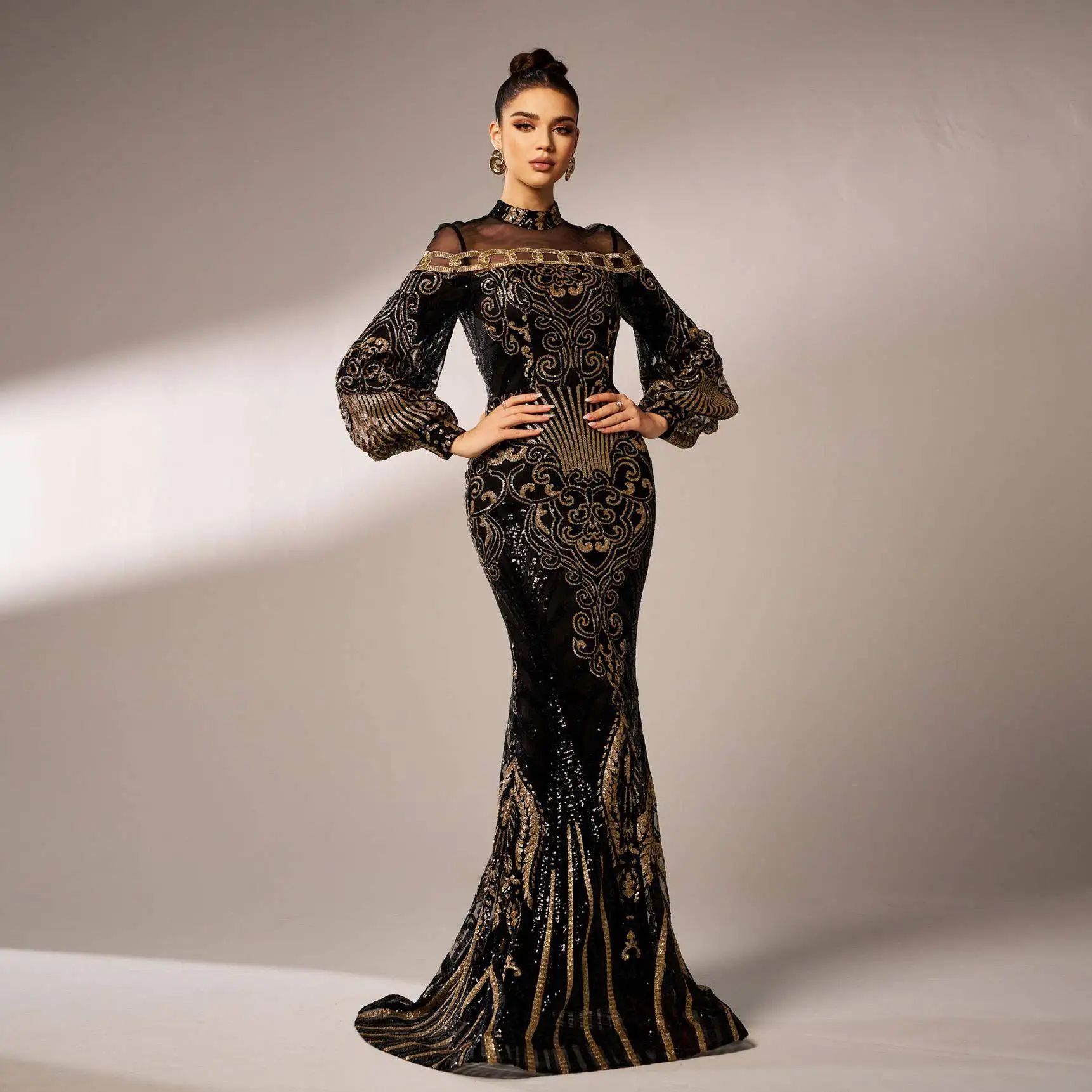 Plus Size Black Sequin Evening Dress S38b7be0882994dc994b42b3affbd25eef