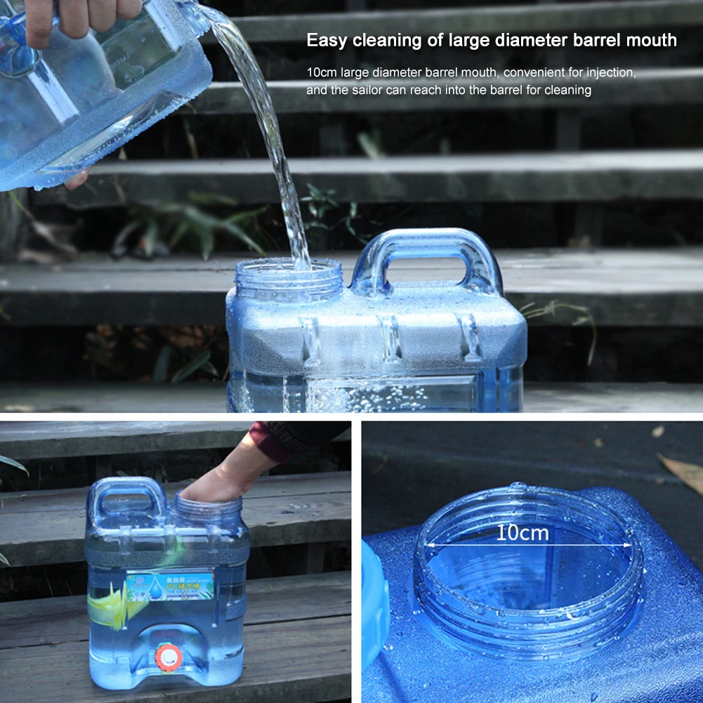 Portable Container with Faucet Kits Driving Water Tank Camping Equipment Water Storage Tank with Hose Cleaning Brush for Hiking