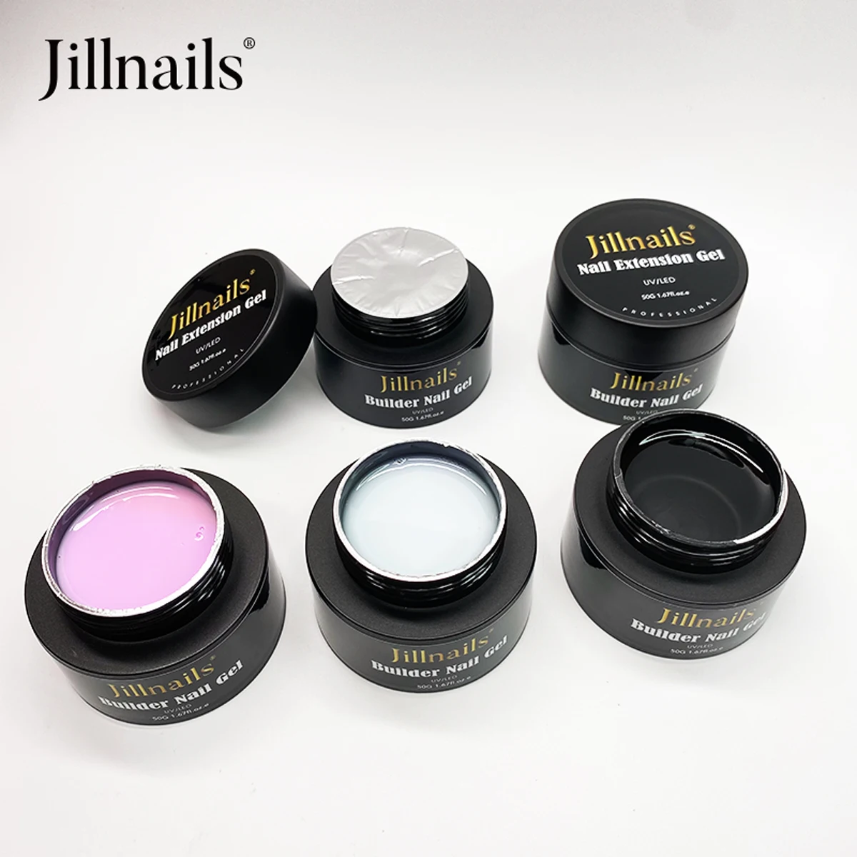 Jillnails Self Leveling Builder Hard Gel for Nails Extension 50g Medium Natural Clear Milky Pink French White Nail 2