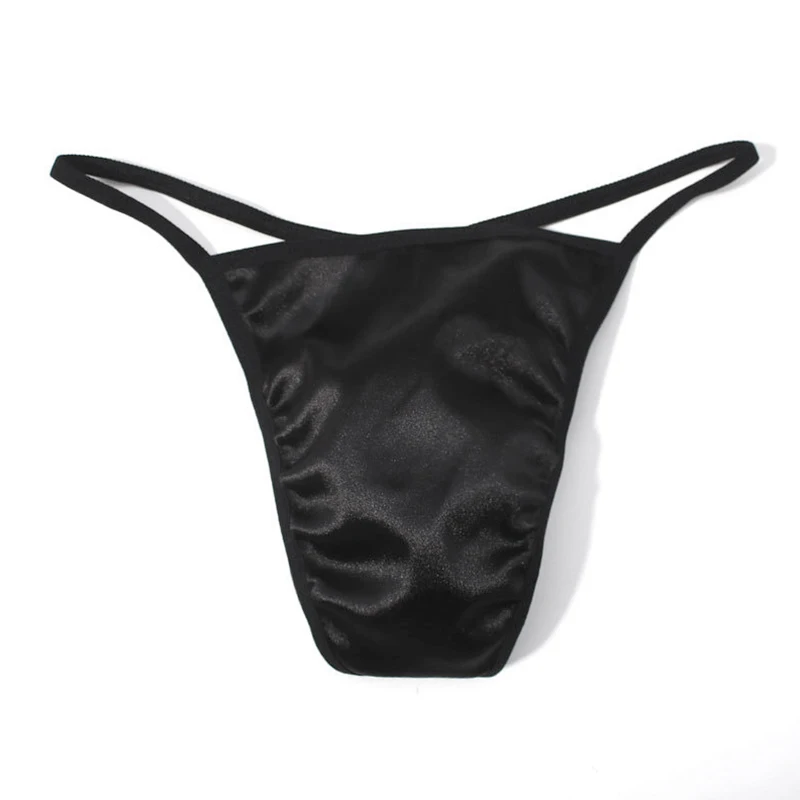 Satin Men's Thong Sexy Seamless T-Back Briefs Lingerie Low Waist G-String Thin Strap Male Panties Sissy Gay For Man Underwear