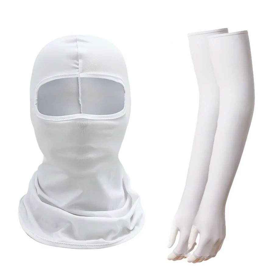 100sets Breathable Quick Dry UV Protection Arm Sleeve Face Mask Suit Outdoor Men Tactical Camouflage Cycling Face Bandana Sleeve