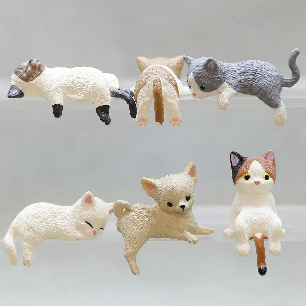 

DIY Edge Cat Figurines Cartoon Resin Car Cat Ornament Simulation Miniatures Cat Refrigerator Sticker Material Kids Toy