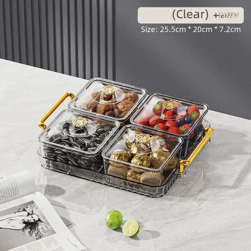 Transparent four-grid + tray