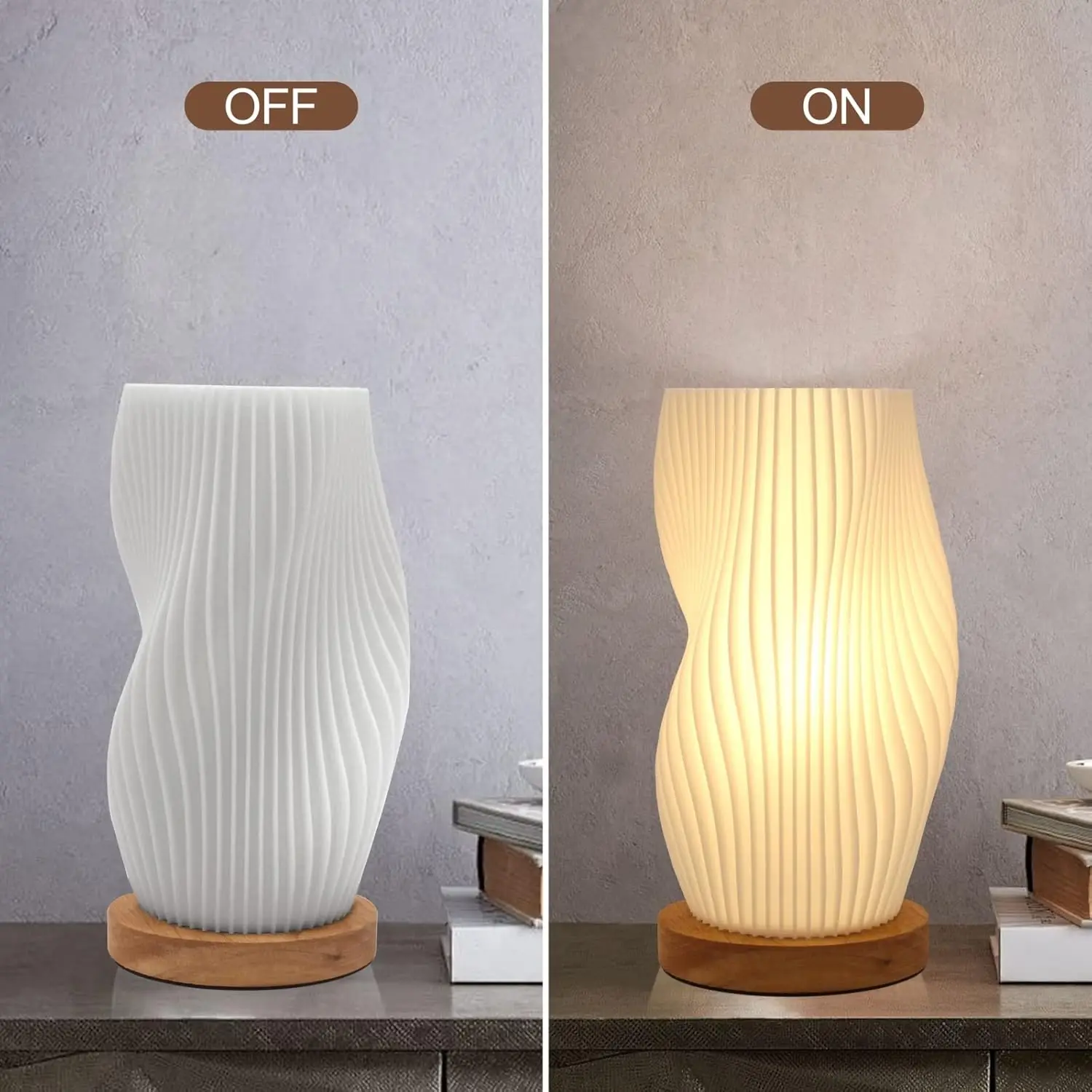 Vintage Boho Mid-Century Bedside Table Lamp with Warm Cozy Lighting