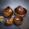 Nature Wooden Bowl Japanese Style Wooden Tableware Household Basin Fruit Plate Salad Bowl Wooden Soup Bowl 1