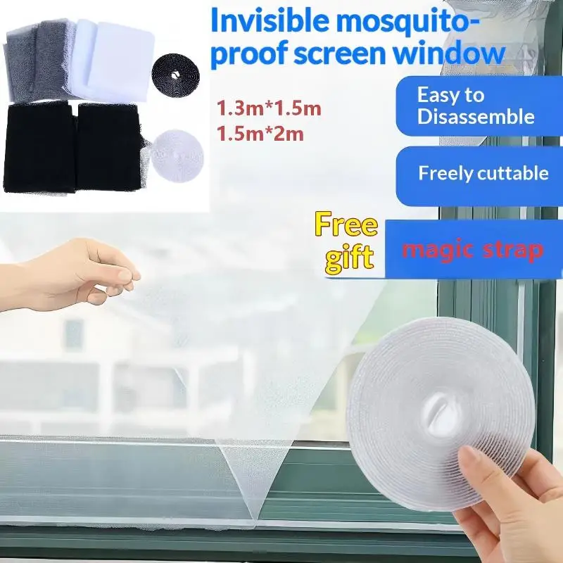 투명 모기장, 모기 방충망, 절단 가능한 창문 스크린, 플라이 메쉬, DIY 자가 접착식 플라이 모기 창문망