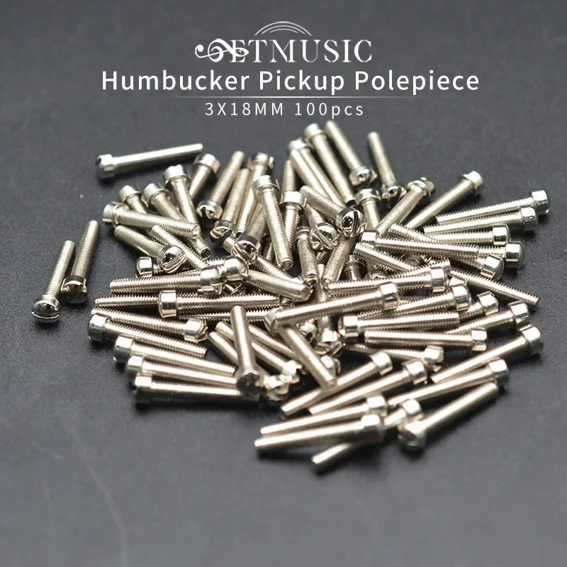 100pcs Electric Guitar Humbucker Pickup Polepiece Pole Screws 18mm Length 3mm Diameter