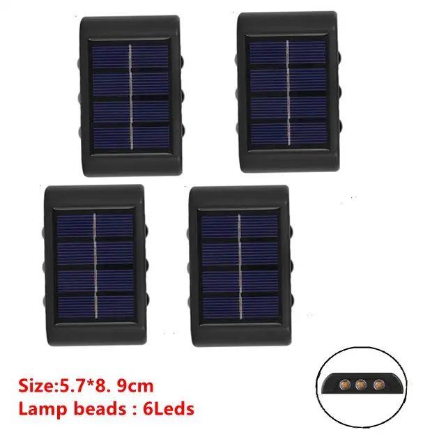 6 LED Solar Wall Lamp Outdoor Waterproof Up and Down Luminous Lighting Garden Decoration Solar Lights Stairs Fence Sunlight Lamp brightest outdoor solar lights Solar Lamps