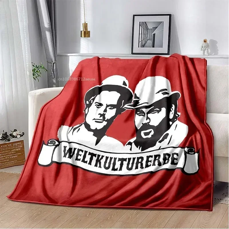 Terence Hill and Bud Spencer Printed Blanket Comedy character Warm Thin Flannel Soft and Comfortable Home Travel Blanket Gift@0 4