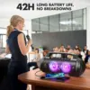 W-KING Portable Bluetooth Speaker 120W Peak 70W RMS with Wireless Microphone, IPX6 Waterproof Outdoor Speaker 42H Playback 3