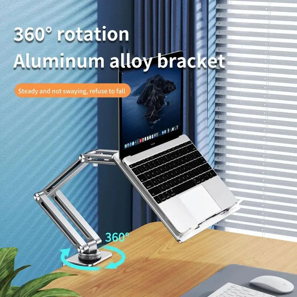 

360° Rotatable Laptop Stand Clamp Tablet Hightening Support Laptop Holder Aluminum Foldable Desktop Bed Lazy Stand For Macb B6G1